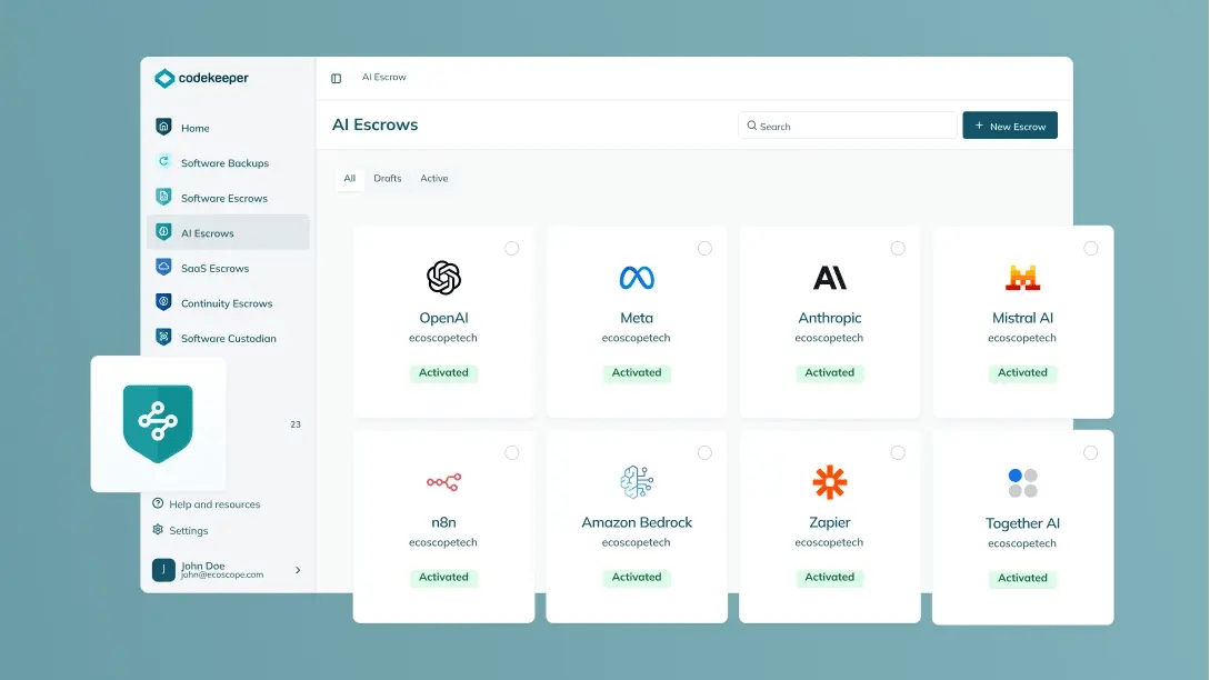 AI Escrow product card in the products CTA section.