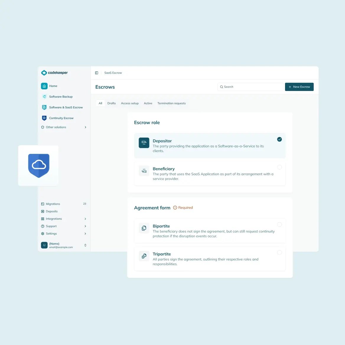SaaS Escrow app screenshot